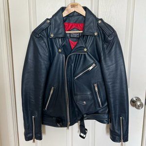STRAIGHT TO HELL Biker Leather Jacket (40R Slim Fit)